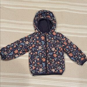 Columbia Floral Girls Light Jacket - Navy and Coral with Butterflies